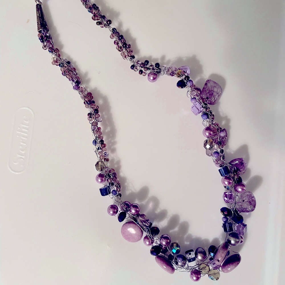 Statement Necklace with Semi-precious stones and beads.